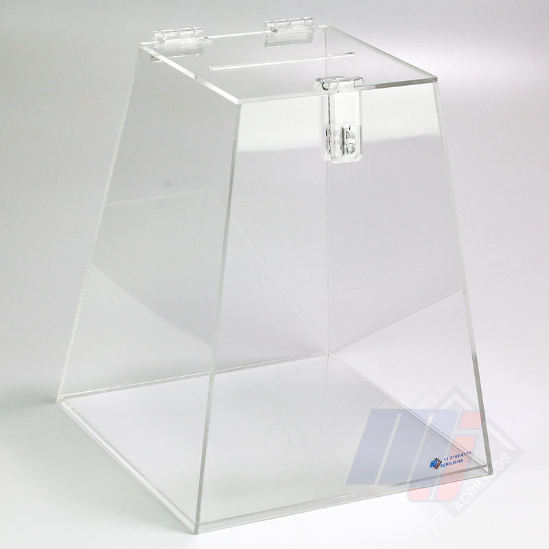 Urna Trapezoidal em Acrílico Cristal (Transparente)