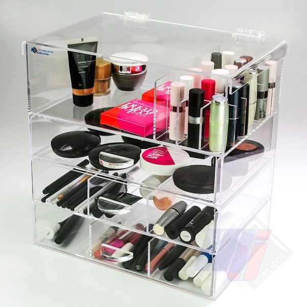 Caixa Organizadora de Maquiagem em Acrílico com 3 gavetas