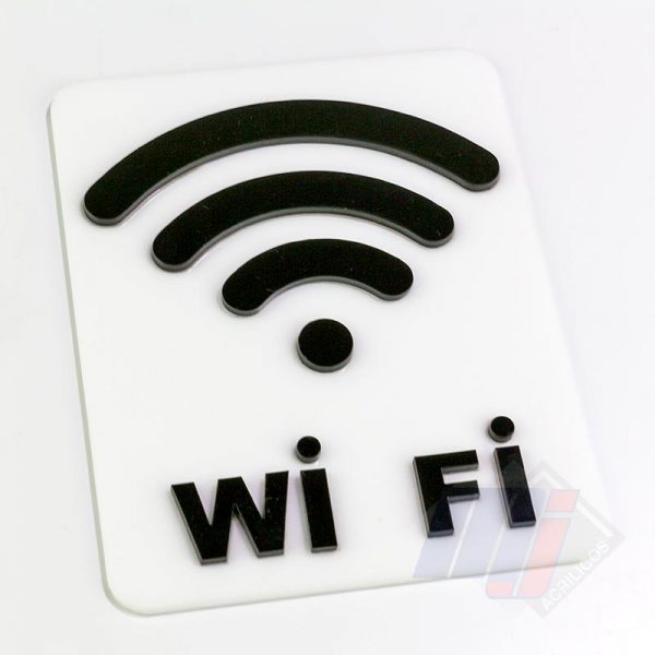 Placa em Acrílico Wi Fi para Sinalização em Alto Relevo