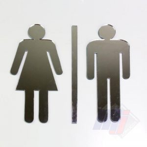 Placa para Banheiro em Acrílico Espelhado - Masculino e Feminino
